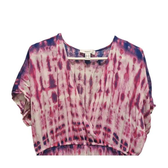 2X Forever 21 Pink Purple Toe Dye Maxi Dress Split Front Rayon - Picture 2 of 8